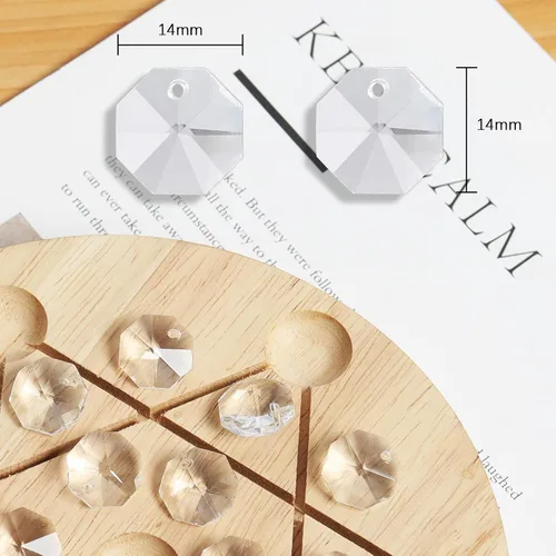 Miniatura 5 de LONGWIN Lote de 100 piezas de 1 agujero de cristal octágono cuentas, prisma de cristal Suncatcher piezas de repuesto lámpara DIY colgante colgante