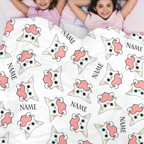 Miniatura 5 de Manta personalizada divertida para amantes de los gatos, manta con nombre personalizado con bonito regalo de gato para personas que aman a