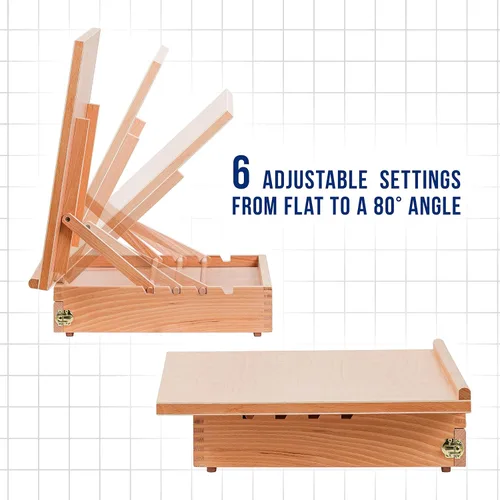 Miniatura 4 de U.S. Art Supply Tablero de dibujo de madera grande de 20-1/2" x 16", caballete de mesa ajustable para pintar y dibujar - Tablero de dibujo con 5