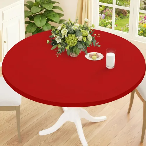 Miniatura 9 de Smiry Mantel Redondo de Spandex, Manteles Elásticos Ajustados Lavables para Mesas de 18"-24", Cubierta de Mesa de Pícnic Elástica Impermeable