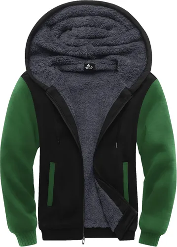 Miniatura 42 de SCODI Sudaderas con capucha para hombre, forro polar pesado, cremallera completa, forro de sherpa grueso, chaqueta con capucha