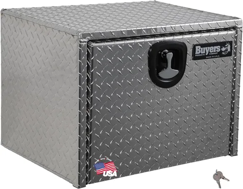 Miniatura 23 de Buyers Products 1705148 - Caja de camión de aluminio diamantado para debajo de la carrocería con pestillo de mango en T, 14 x 12 x 16 pulgadas