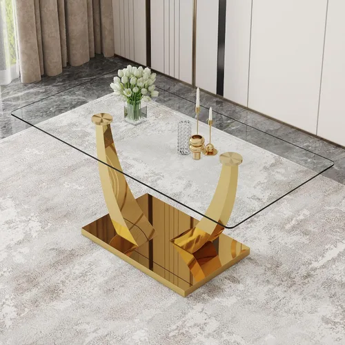 Miniatura 13 de Mesa de comedor moderna para mesa de comedor de mármol sintético de 4/6, 63 pulgadas, mesa de cocina rectangular, mesa de cocina y comedor de fácil