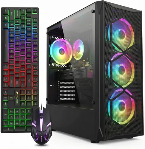 Miniatura 9 de STGAubron Computadora de escritorio para juegos, AMD Ryzen 5 2600 hasta 3.9G, Radeon RX 580 16G, 16G DDR4, 512G SSD, WiFi 6, BT 5.0, ventilador RGB