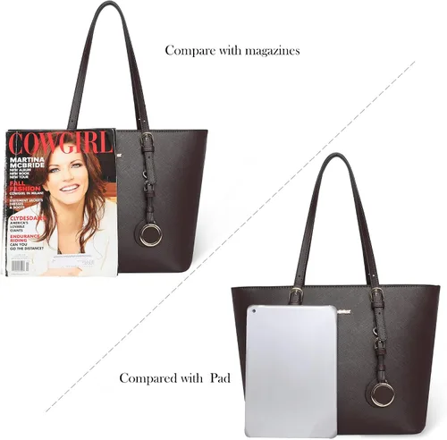 Miniatura 8 de Montana West Bolso de mano para mujer bolso de hombro de cuero vegano tamaño grande y mediano juego de 2 monederos