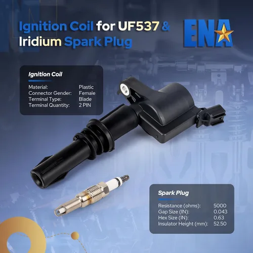 Miniatura 5 de ENA - Juego de 8 bujías de platino y 8 bobinas de encendido compatibles con Ford F150, F-150 Expedition, F-250 Super Duty, F-350 Super Duty 8