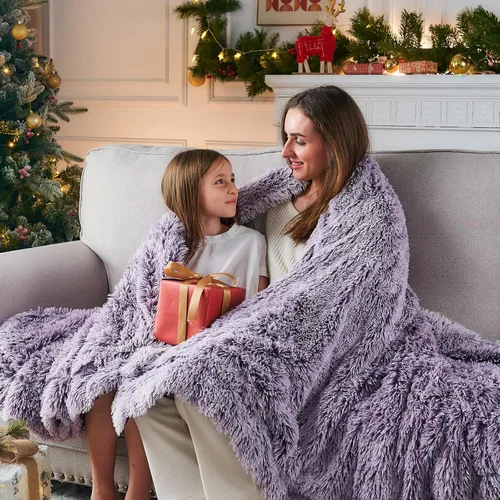 Miniatura 15 de GONAAP Manta de Tiro de Piel Sintética Mullida Tamaño Twin Rosa Claro Súper Suave Acogedora Felpa Mullida Lanuda para Sofá, Sillón o Cama