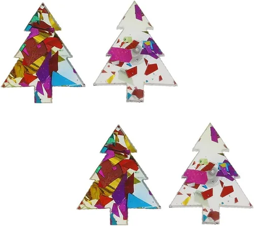 Generic 2 pares de aretes de Navidad hiperalérgicos para árbol de Navidad aretes bohemios de acrílico aretes de vacaciones para mujeres y niñas