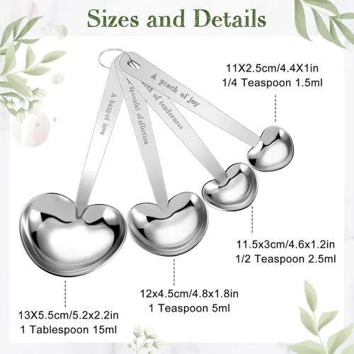 Miniatura 3 de Umigy Juego de 30 cucharas medidoras en forma de corazón, cucharas de té, regalos de boda, baby shower, para invitados, juego de bolsa de organza