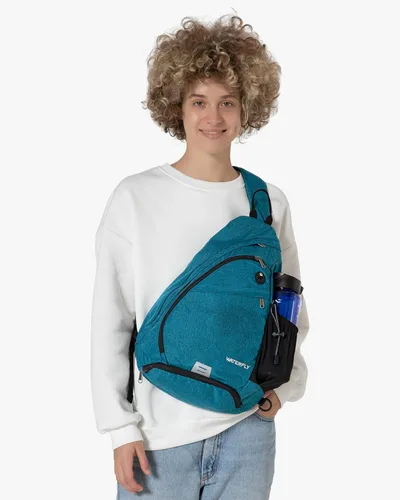 Miniatura 7 de WATERFLY - Mochila con eslinga, bandolera pequeña, bolsa de hombro para hombres y mujeres, para viajes, ciclismo, senderismo, mochila de día Azul