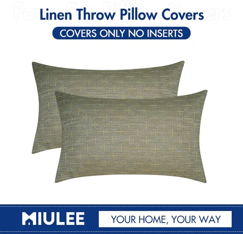 Miniatura 166 de MIULEE - Juego de 2 fundas de almohada decorativas de lino de arpillera navideñas, modernas, estilo campestre, rústicas, tejidas, con textura