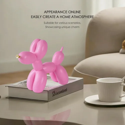 Miniatura 2 de Notakia Estatua creativa de globo rosa para perro, manualidades, decoración de sala de estar, decoración de escritorio, estatua de animal moderna