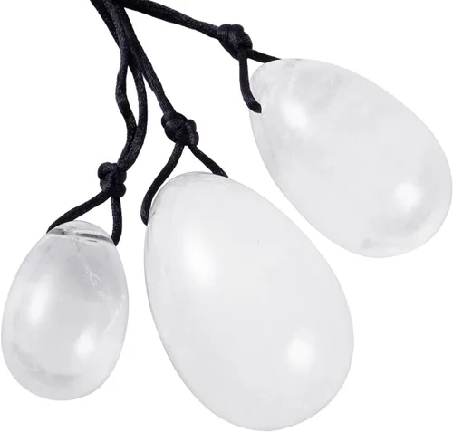 Miniatura 15 de TUMBEELLUWA Yoni Huevo de cristal curativo 3 piedras de masaje perforadas para mujeres para entrenar músculos pélvicos ejercicio Kegel, obsidiana #1
