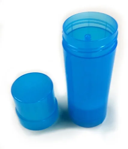 Miniatura 3 de (11) recipientes vacíos de plástico transparente desodorante – cilindros de 2.2 onzas para bálsamo de talón, barra de loción, etc. (azul)