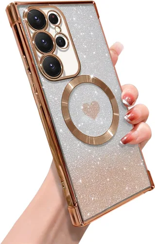 Miniatura 24 de ZONRW Funda magnética para Samsung Galaxy S22 Plus, para mujeres y niñas, chapado de lujo suave, con purpurina degradada, lindo corazón, compatible
