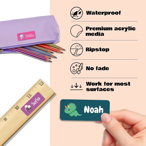 Miniatura 3 de 128 etiquetas adhesivas de nombre personalizadas para guardería, etiquetas de nombre impermeables personalizadas para niños, suministros escolares