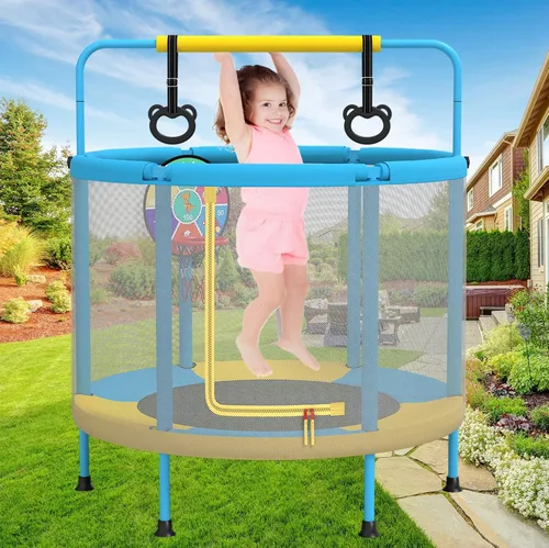 Miniatura 4 de Trampolín de 60 pulgadas para niños, mini trampolín 6 en 1 de 5 pies para interiores y exteriores, juguetes de Navidad, regalos de cumpleaños