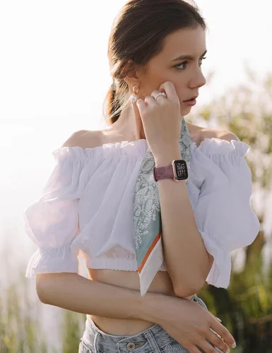 Miniatura 5 de Minyee Paquete de 2 correas con grabado floral compatibles con Fitbit Versa 2/Fitbit Versa/Versa Lite para mujeres, linda correa deportiva