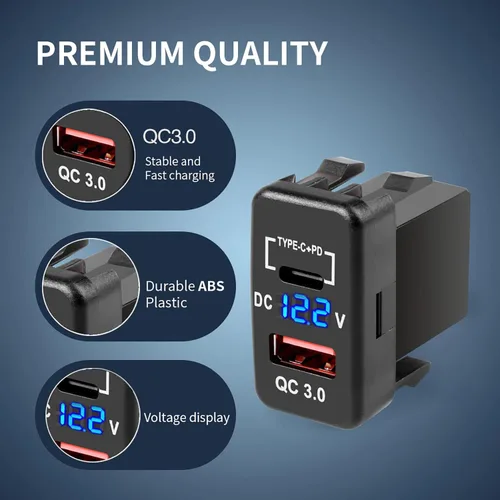 Miniatura 4 de Carga rápida 3.0 y PD USB C Dual USB puerto cargador adaptador de corriente para Toyota