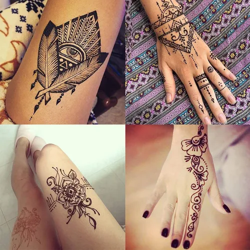 Miniatura 8 de Kit de tatuajes temporales, 6 conos de pasta de tatuaje semipermanentes, pintura artística de cuerpo indio para mujeres, hombres y adolescentes