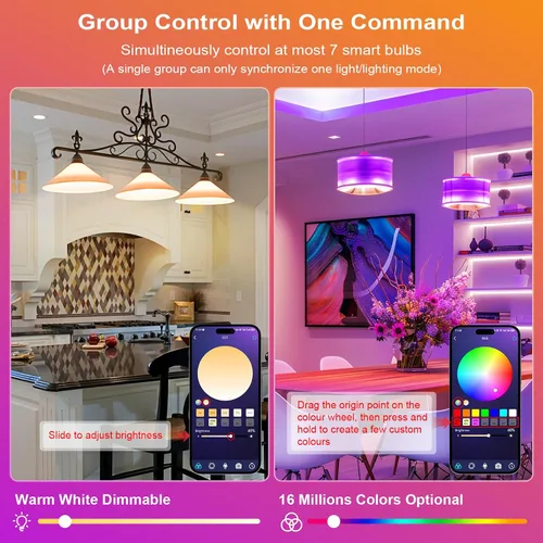 Miniatura 5 de FRIDEKO HOME Bombillas inteligentes – Bombilla LED regulable que cambia de color para el hogar, funciona con sincronización de música Bluetooth