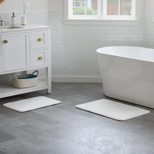 Miniatura 8 de Linenspa Tapete de baño de espuma viscoelástica, antideslizante, absorbente de agua, de secado rápido, lavable a máquina, tapete de baño para baño