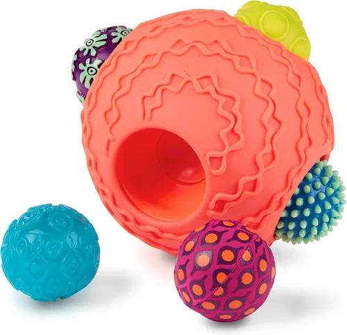 Miniatura 7 de B. toys – Sonajero sensorial con luz para bebé – Bola texturizada con agujeros – Luces brillantes y sonajero – Para bebés y niños pequeños – Agarrar