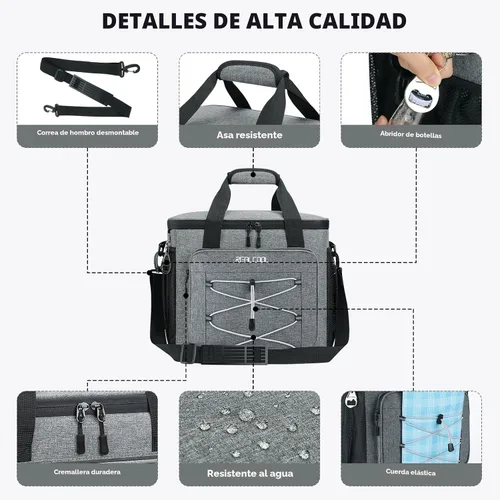 Miniatura 7 de RealCool Bolsa térmica suave de 35/45 latas, hielera plegable aislada a prueba de fugas, lonchera grande para hombres y mujeres, enfriador de lados