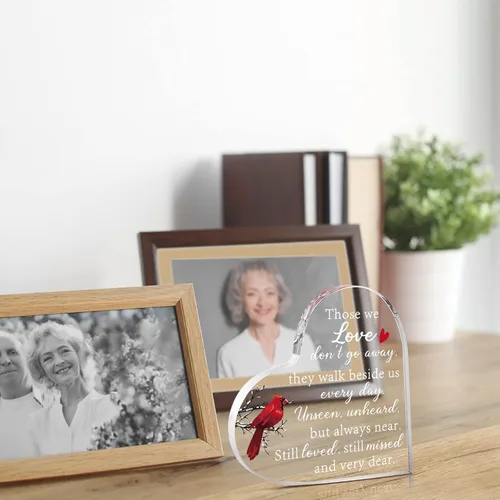 Miniatura 6 de Regalos conmemorativos por la pérdida del padre o la madre, corazón acrílico conmemorativo de cardenal rojo para duelo, regalos de condolencia