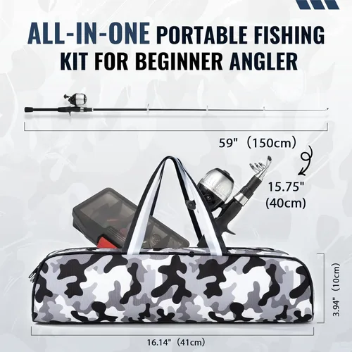 Miniatura 2 de WIDDEN Kids Fishing Pole, Youth Fishing Rod and Reel Combo - Telescopic Portable Fishing Pole with Tackle Box Bag Starter Anglers Set, Fishing Gear