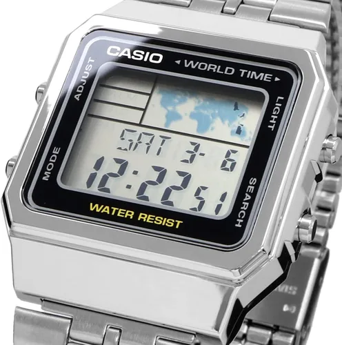 Miniatura 2 de Casio Reloj clásico de cuarzo de acero inoxidable A500WA-1 para hombre Reloj de cuarzo