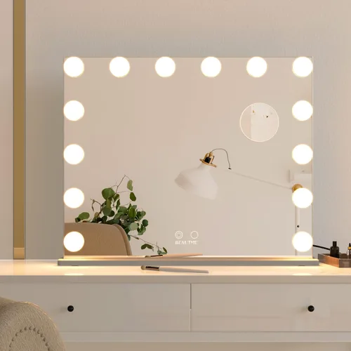Miniatura 12 de ANYHI Hollywood Espejo de maquillaje con luces, espejo grande iluminado para tocador, espejo de escritorio/pared con luces, pantalla táctil