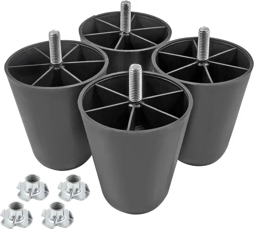 Miniatura 9 de 4 patas de sofá de 2.5 pulgadas, patas cónicas para muebles, patas de sofá de plástico con pernos de suspensión M8 para sofá, tocador, armario