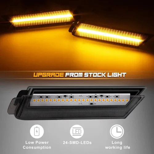 Miniatura 2 de Lámparas de reflector de marcador lateral LED de lente ahumada para parachoques delantero compatibles con Chevy Camaro ámbar 2010 a 2015 - Paquete
