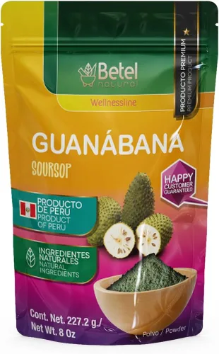 Betel Natural - Graviola de guanábana premium en polvo, naturalmente rico en flavonoides, 8 onzas