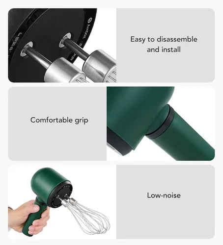 Miniatura 7 de Batidora eléctrica de mano, 1200 mAh, recargable por USB, portátil, portátil, batidor de huevos eléctrico con 2 batidores, agitador de mano