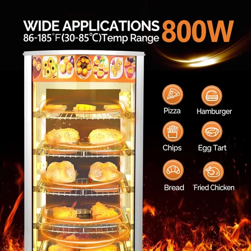 Miniatura 3 de ROVSUN Calentador de alimentos con pantalla para pizza, calentador de alimentos comercial para encimera, calentador eléctrico de pretzel
