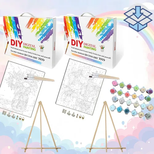 Miniatura 3 de BAISITE 0304 - Kit de pintura por números para adultos principiantes; paquete de 2 lienzos de 8 pulgadas de ancho x 12 pulgadas de largo; caja