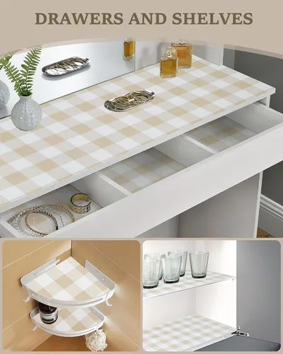 Miniatura 6 de Revestimiento de estante para armarios de cocina, forros de cajones no adhesivos antideslizantes de agarre fuerte, papel grueso para estantes