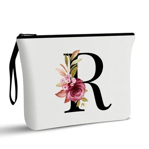Vavabox A-Z Bolsa de maquillaje personalizada, regalos de cumpleaños para mujeres y mamá, regalos para mejor amiga, bolsa de cosméticos para novia