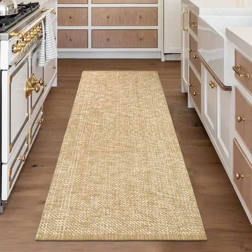 Miniatura 30 de LEEVAN - Alfombras lavables para cocina de 3 x 5 pies, alfombra de color crema para dormitorio, alfombra de algodón tejida para entrada, alfombra