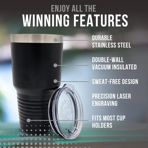 Miniatura 2 de Vaso de entrenador de tenis – Regalo de entrenador de tenis de 30 onzas con aislamiento de acero inoxidable grabado, color negro