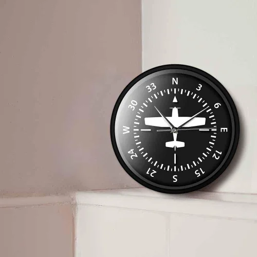 Miniatura 5 de Geek Alerts Aviación avión brújula vueltas pilotos reloj de pared a pilas instrumento de vuelo decorativo para el hogar reloj temático de avión