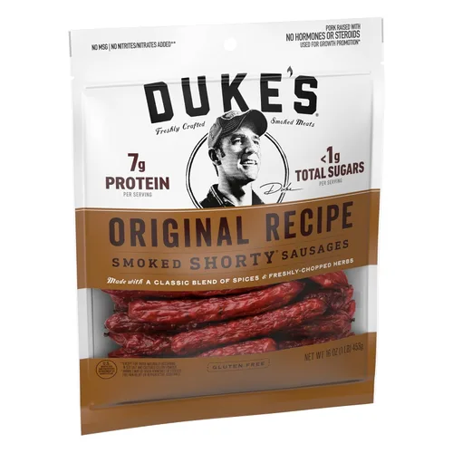 Miniatura 4 de Duke's Salchichas de cerdo ahumadas originales cortas, 7g de proteína por porción, ideales para tablas de embutidos, 16 oz.