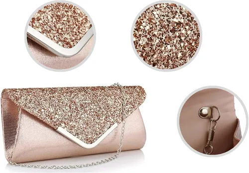 Miniatura 2 de Vistatroy Bolso de noche con lentejuelas con purpurina para mujer bolso de mano para fiesta de novia