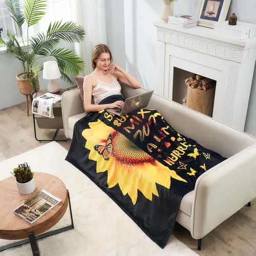 Miniatura 3 de Manta de girasol para mujer, regalo de cumpleaños para amigos, manta amarilla mariposa de 60 x 80 pulgadas, decoración Girasol: ella es el sol