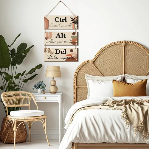 Miniatura 6 de Lewtemi Decoración de pared bohemia para oficina, letreros inspiradores de verano, de madera rústica, decoración de Alt Del con dicho colgante