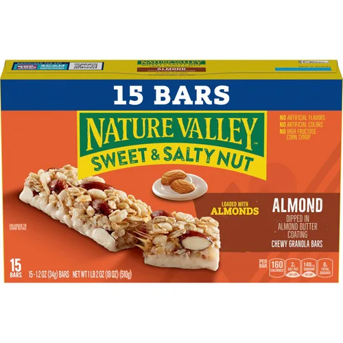 Miniatura 3 de Nature Valley Barras de granola de nueces dulces y saladas, almendra, 15 barras, 18 onzas