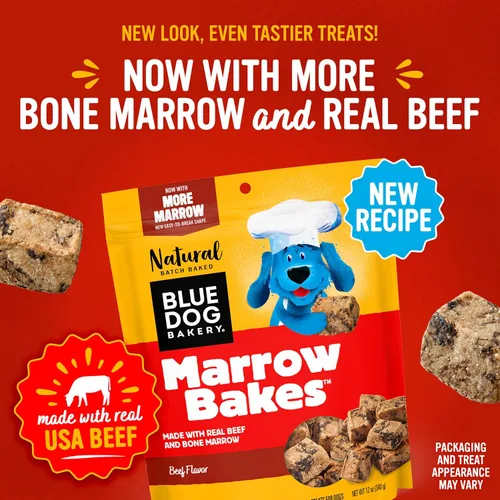 Miniatura 6 de Blue Dog Bakery MarrowBakes Snacks Golosinas pequeñas y crujientes con sabor a carne Golosinas naturales saludables para perros, 12 onzas