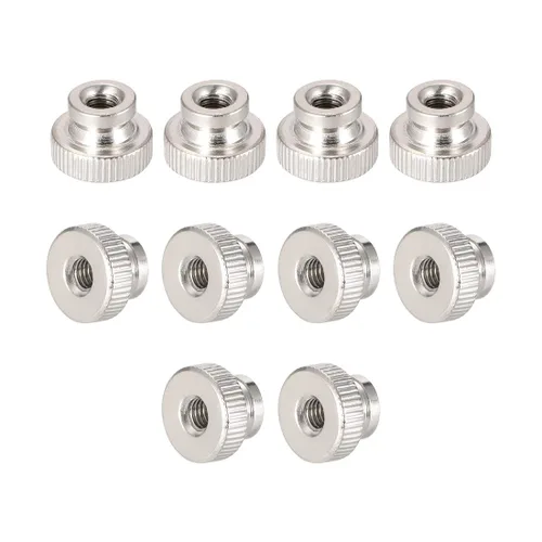 uxcell Tuercas moleteadas, 10 piezas de perillas redondas de hierro M4x0.0.276 in para piezas de impresora 3D, tono plateado
